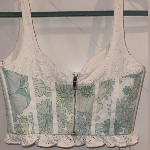 For Love & Lemons Peyton Floral Eyelet Lace Trim Structured Bustier Top Small - Picture 9 of 12